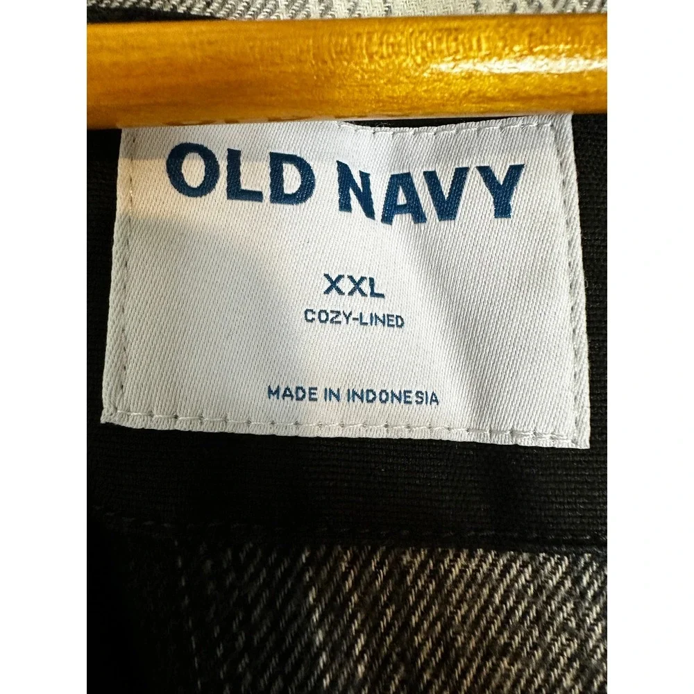 Old Navy Barn Coat Mens XXL Black Flannel Lined Corduroy Collar Cotton Canvas